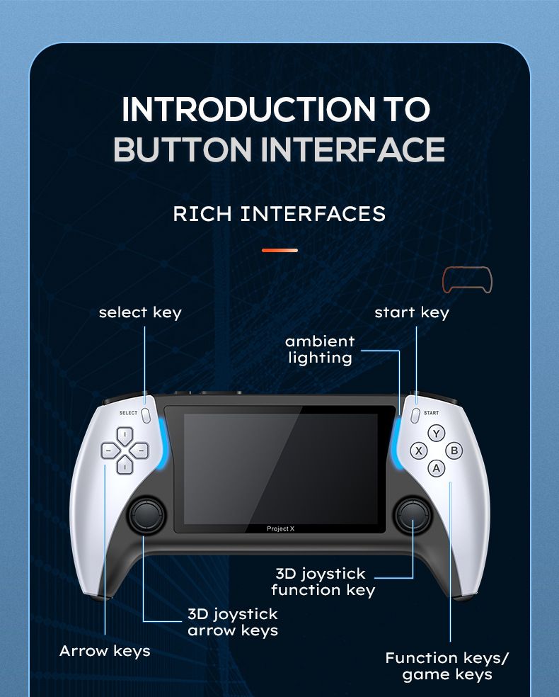 Video Game Consoles New Product PROJECT X Handheld Game Console Supports PS1 Arcade HD Output Two Player Battle_voghion.com