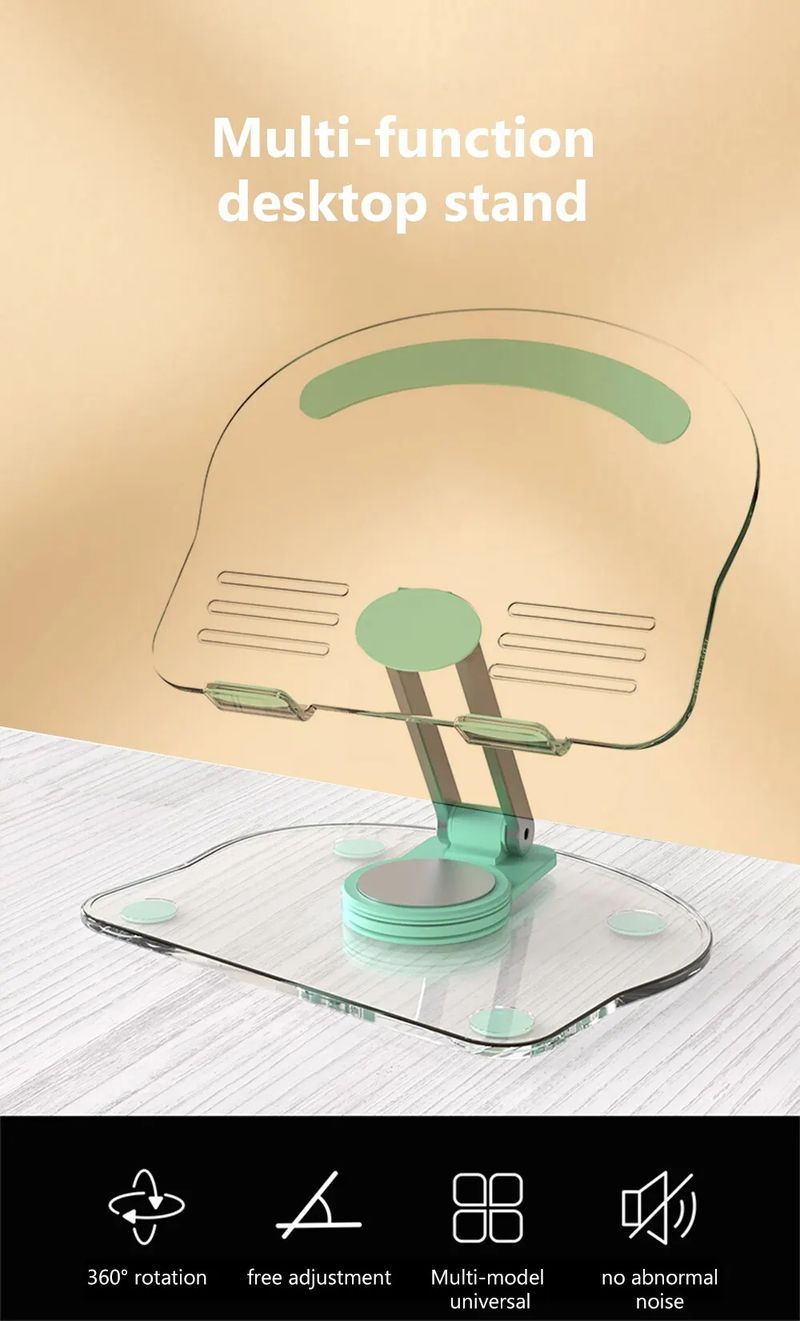 Transparent Rotating Acrylic Plate Desktop Mobile Phone Tablet Universal Live Folding Adjustable Computer Support Stand_voghion.com