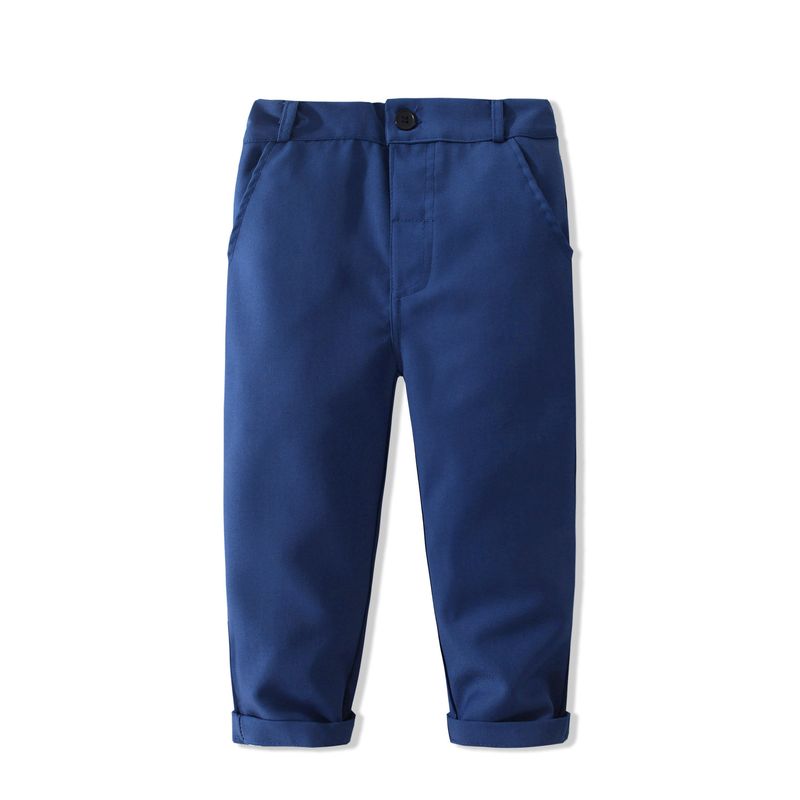 Abito da gentiluomo per bambini nuovi ragazzi Camicia stile britannico gilet in tinta unita pantaloni cravatta abito per bambini in quattro pezzi_voghion.com