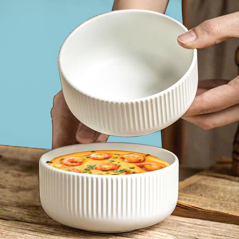 Handgefertigtes Reisschüssel-Set aus Keramik – Japanisch inspiriertes geprägtes Geschirr, mikrowellengeeignete Suppen- und Reisschüsseln (4-teilig, 6-teilig oder 8-teilig)_voghion.com