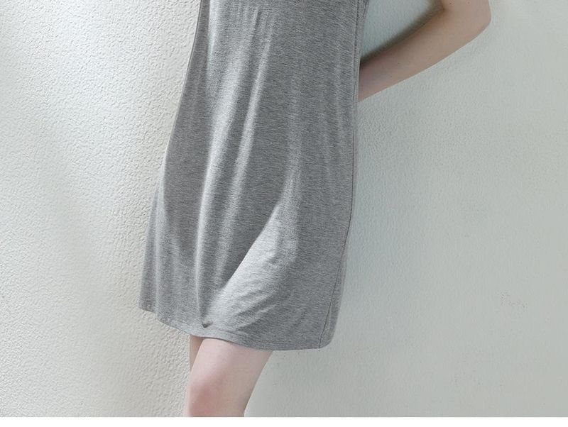 Plus-Size Elegance: Sleeveless V-neck Suspender Pajama Skirt, Pure Lace Splicing, Summer Thin Style For Curvy Women Up To 150kg_voghion.com