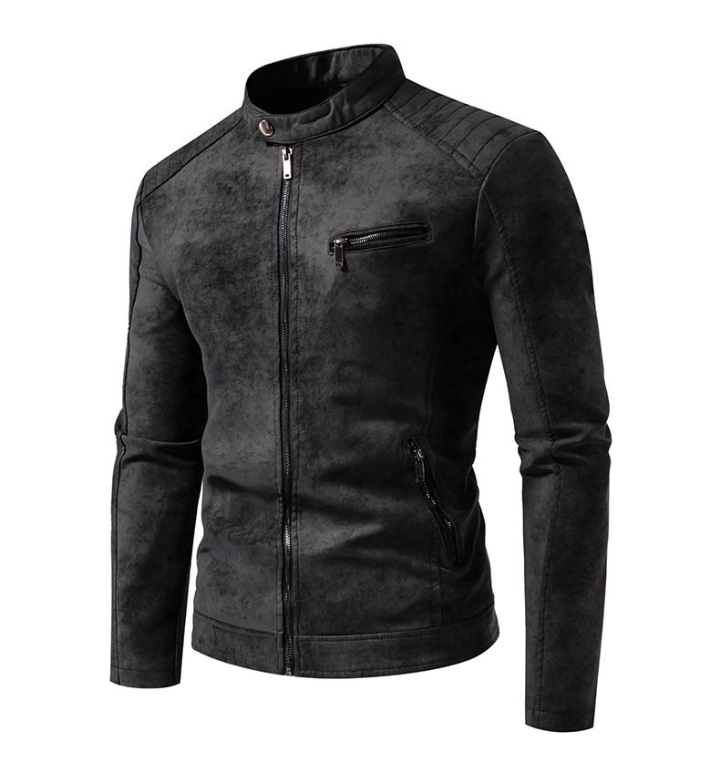 Veste vintage en similicuir pour homme avec doublure polaire – Manteau en PU style motard rétro pour tenues décontractées et d'équitation._voghion.com