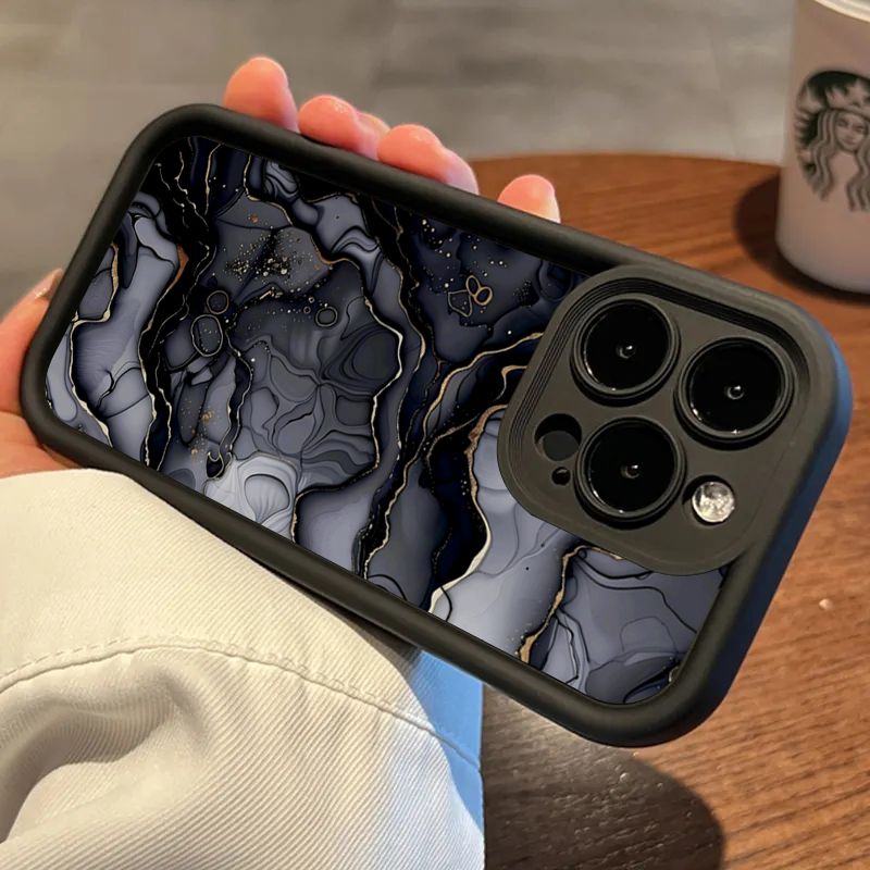 Mermer Bataklık Desenli Baskılı Mat Telefon Kılıfı IPhone 16 15 14 Pro Max 16E 13 12 Pro 11 15 Plus X XS XR 7 8 Yumuşak Kapak_voghion.com
