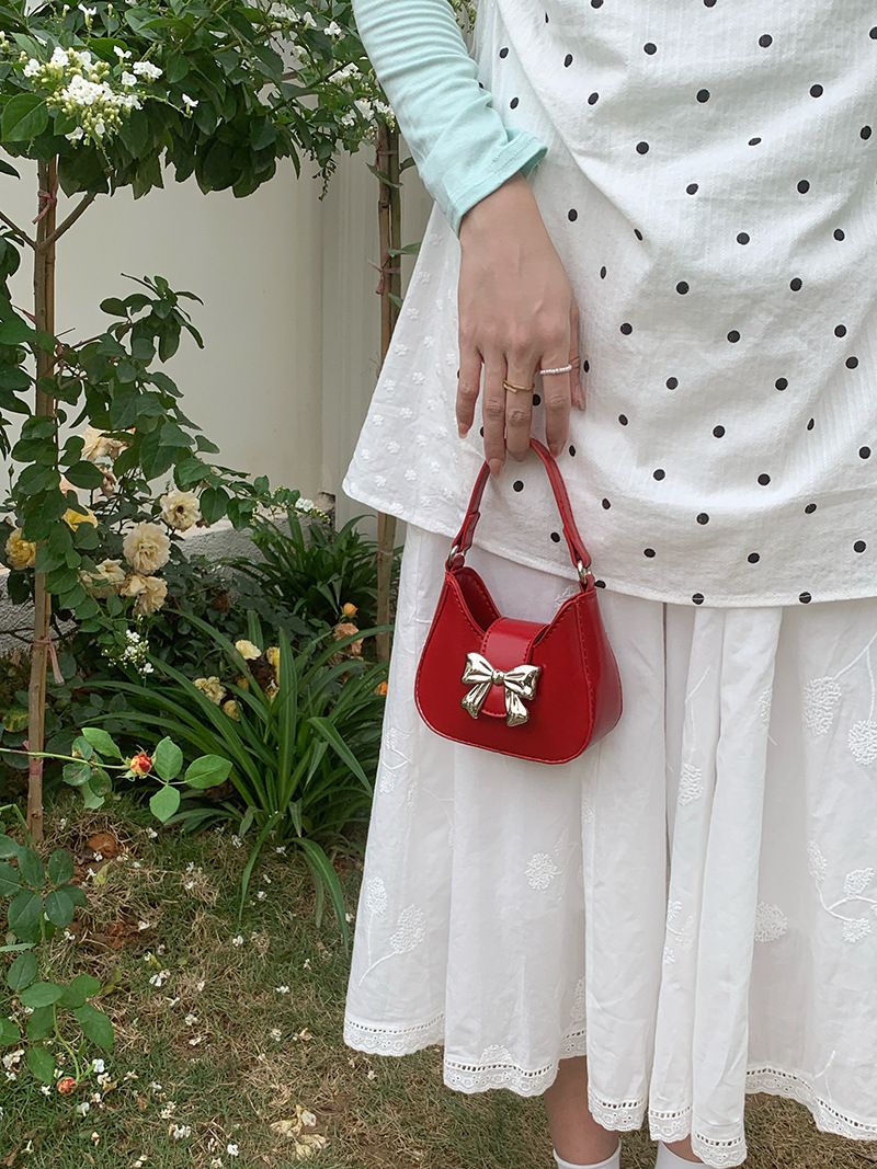 Niche bow handbag new spring/summer trend sweet cool lipstick chain crossbody mini small bag for women_voghion.com