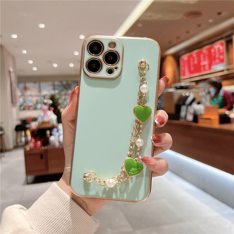 Pearl Heart Wristband Plating Weiche Silikon-Telefonhülle für Xiaomi Redmi Note 10 Pro 10s Note 11 Note 9pro 8 8T Pro 7 Bac_voghion.com