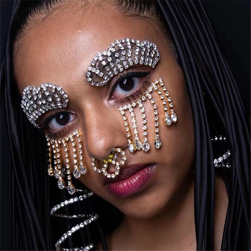 Augenmaske mit Strassquaste für Damen, Bohemian-Stil, übertriebene Persönlichkeit, vielseitiges Zubehör, Augenmaske_voghion.com