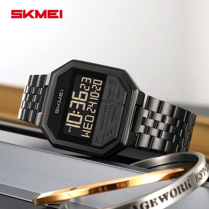 Shimei Metall-Stahlband für Herren, Studenten, wasserdicht, Sport, elektronische Uhr_voghion.com
