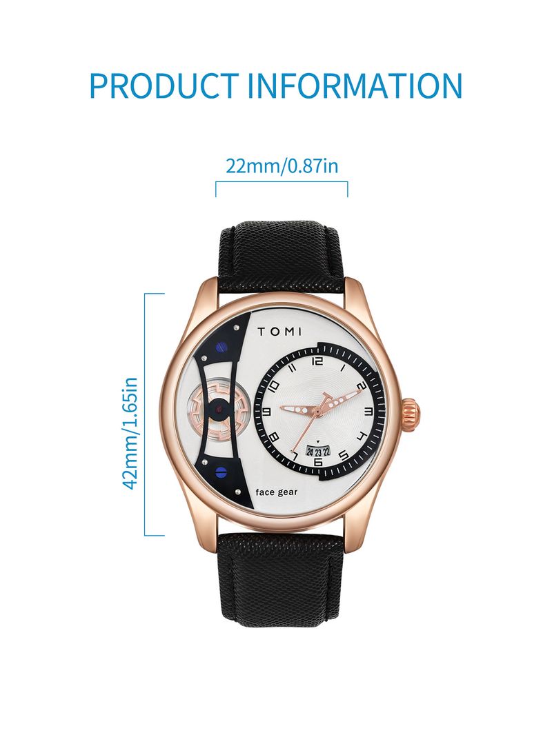Men's Classic Quartz Watch With Genuine Leather Strap, Minimalist Design, Stainless Steel Buckle, Perfect For Business And Casual Wear_voghion.com