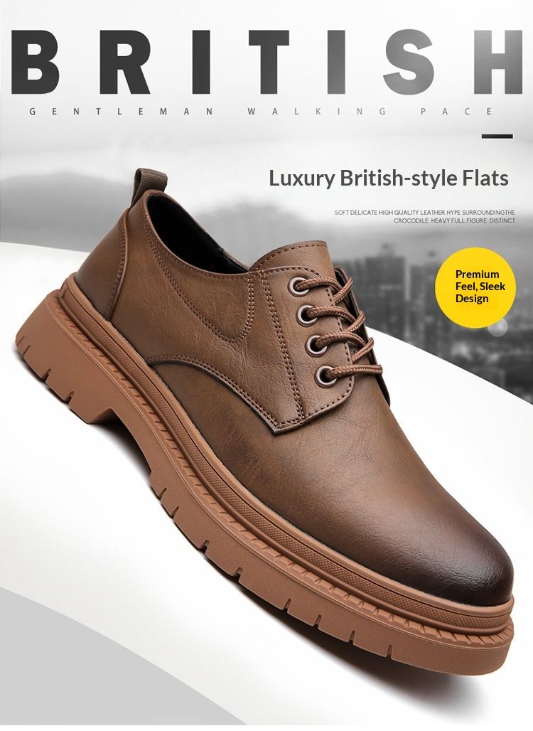 Glide Leather Frühling/Sommer Britische Derby-Schuhe mit dicker Sohle, lässige Herren-Martin-Stiefel, formelle Schuhe für Hochzeiten und Arbeit, niedrige Schafthöhe_voghion.com
