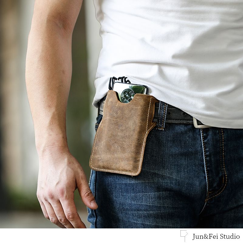 Xmyb Retro Vertical First Layer Crazy Horse Waist Mobile Phone Men Genuine Leather Outdoor Casual Small Hanging Bag_voghion.com
