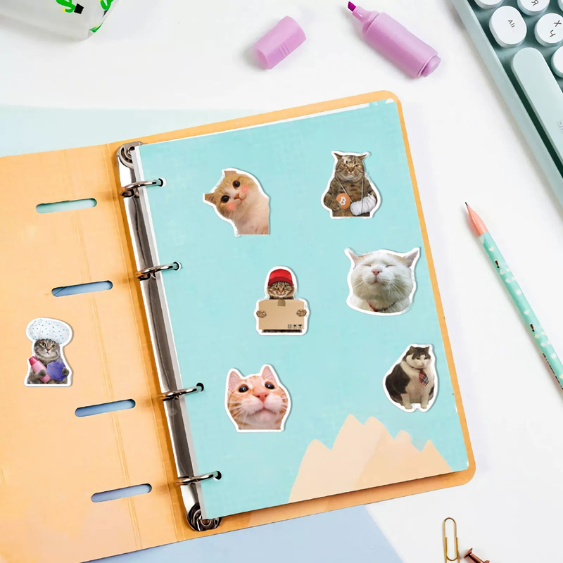 ToysMall 50 Stuks Cartoon Stickers Leuk Katje Patroon PVC Decoratie Kat Stickers Plakboek Waterfles Koffer Briefpapier Leveringen_voghion.com