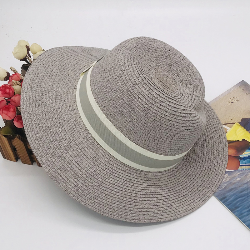 Cappello da sole da donna primaverile ed estivo pieghevole Cappello Panama British cappello di paglia con protezione solare Cappello da spiaggia_voghion.com