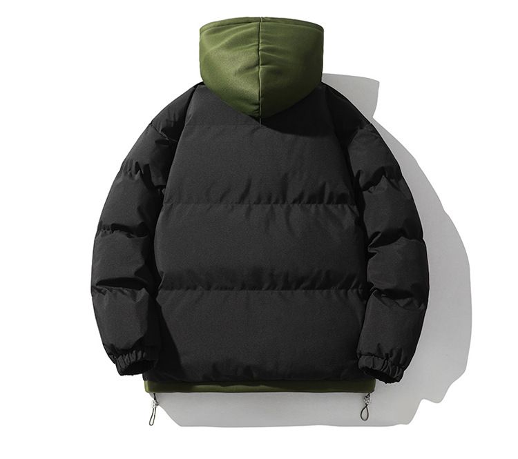 Unisex-Winterjacke mit Kapuze und mehreren Lagen – Streetwear-Fake-Zweiteiler-Design, dicker Polyester-Füllmantel für Männer und Frauen_voghion.com
