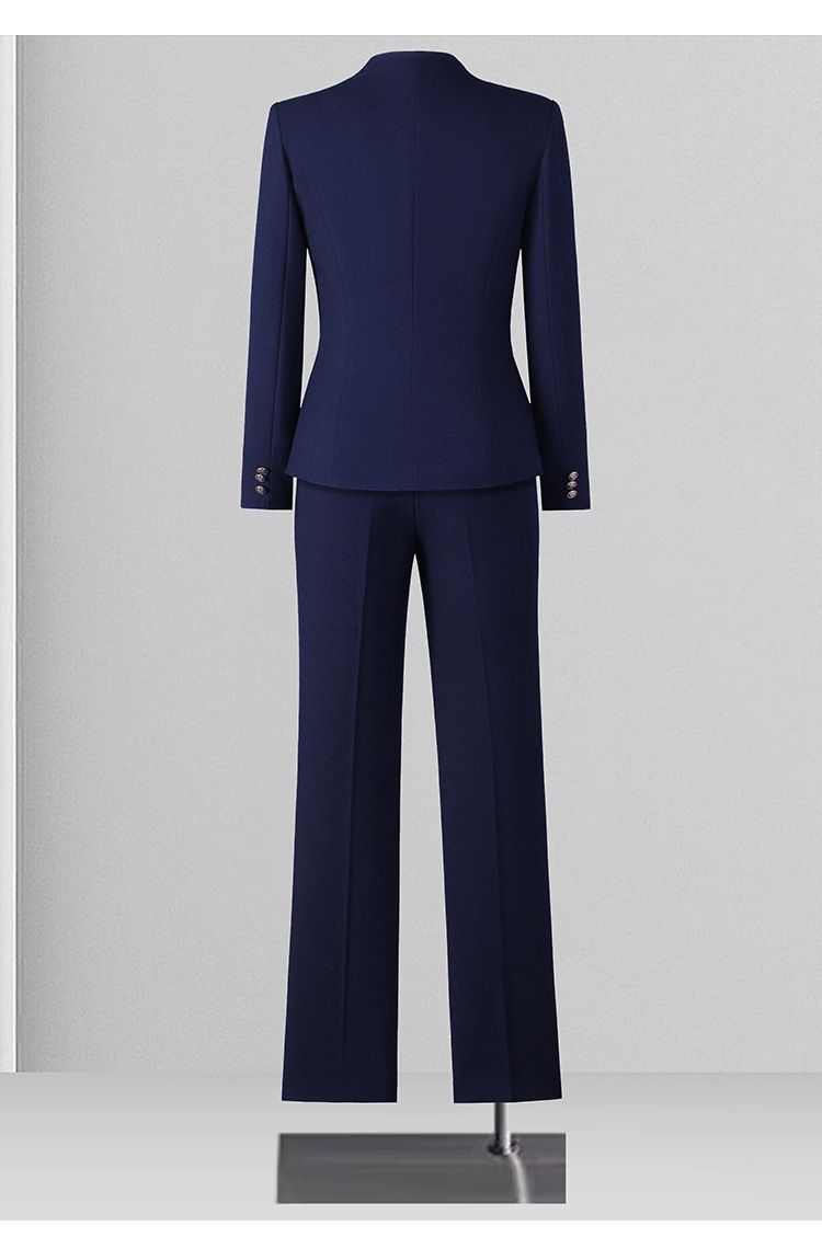 Chic Autumn/Winter Short Blazer Set – Cropped Bouclé Jacket With Pants(Petite Office Wear, Navy, S-4XL)_voghion.com