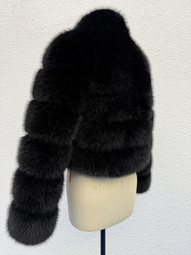 Plus Size Faux Fur Coat Women's Winter Fashion Jacket – Eco-Friendly Fox Fur Stand Collar, Long Sleeve, Casual Outerwear (S-XXXXL, Multiple Colors)_voghion.com