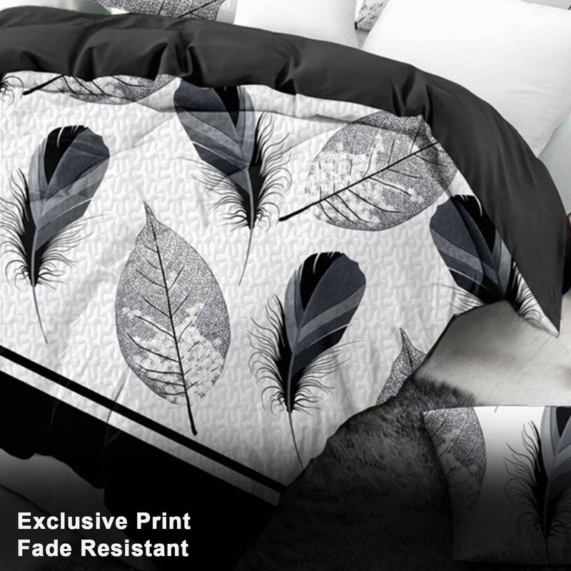 9 Piece Soft All-Season Washed Microfiber Cover Set , Queen/King/Calking Bedding Set With Pillowcases,Bedspread Print Curtains & Solid Curtains,Print, Moisture-Wicking, Soft ,Cooling, Easy Care_voghion.com