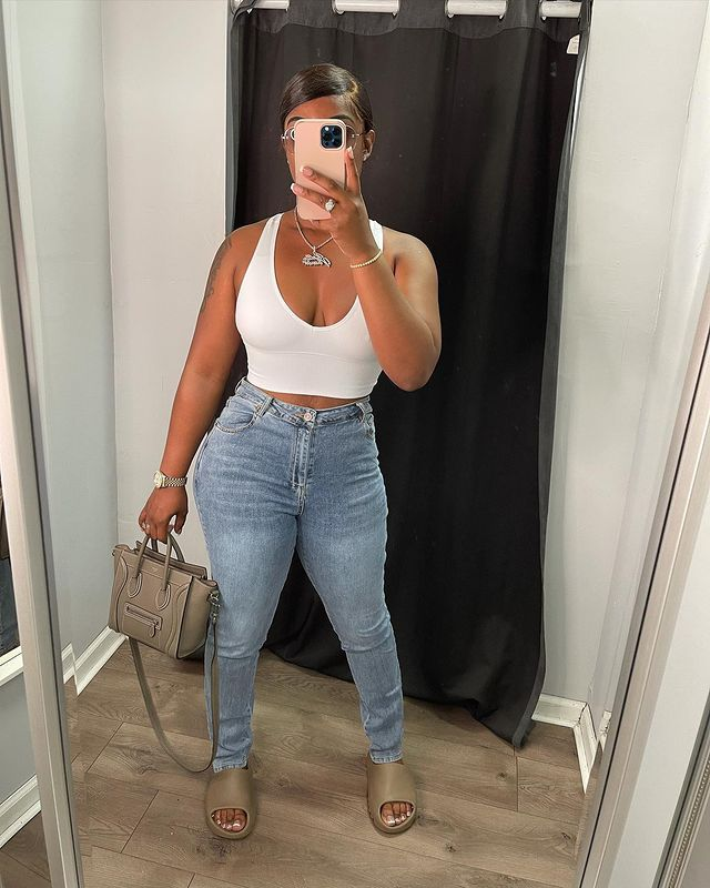 Vaqueros elásticos sexys Ins con cintura trasera hueca para mujer_voghion.com