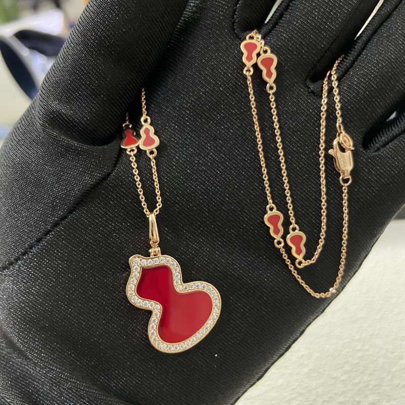 Collar V Jin Da para mujer con colgante de calabaza de jade natural y múltiples capas, cadena de clavícula, estilo moderno y versátil._voghion.com