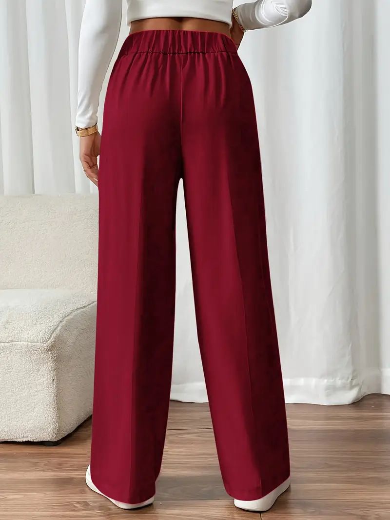 Dameskleding Drape Mopping Casual Broek Hoge Taille Broek Losse Temperament Recht Niche Ontwerp Effen Kleur Broek_voghion.com