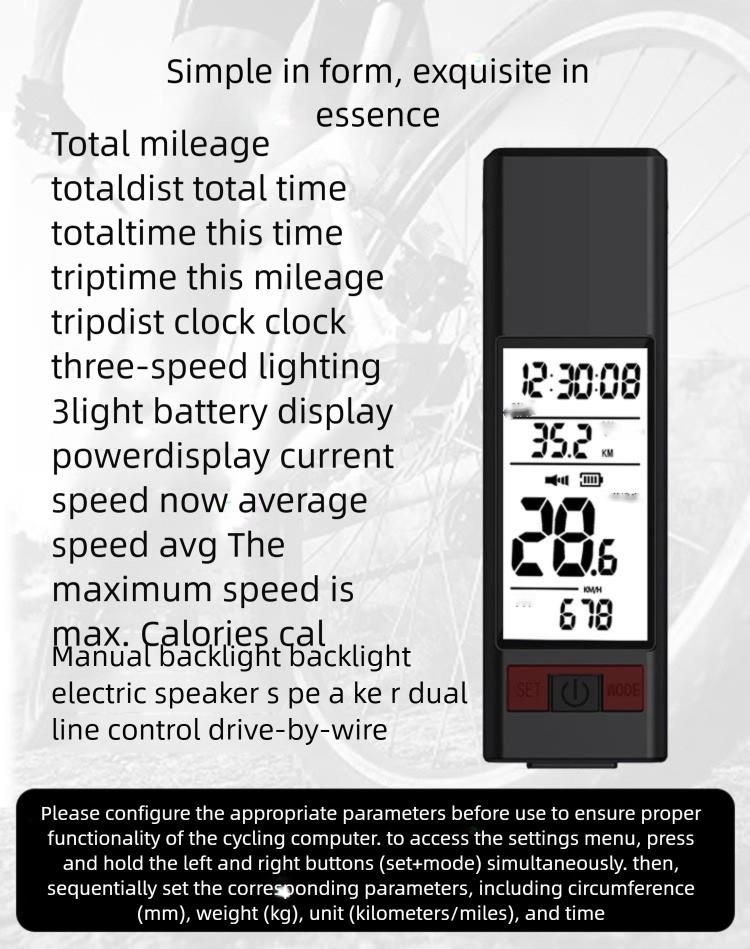 2023 Nuovo misuratore di codice wireless per bicicletta tre in uno, clacson di tipo C, lampada per mountain bike multifunzione_voghion.com