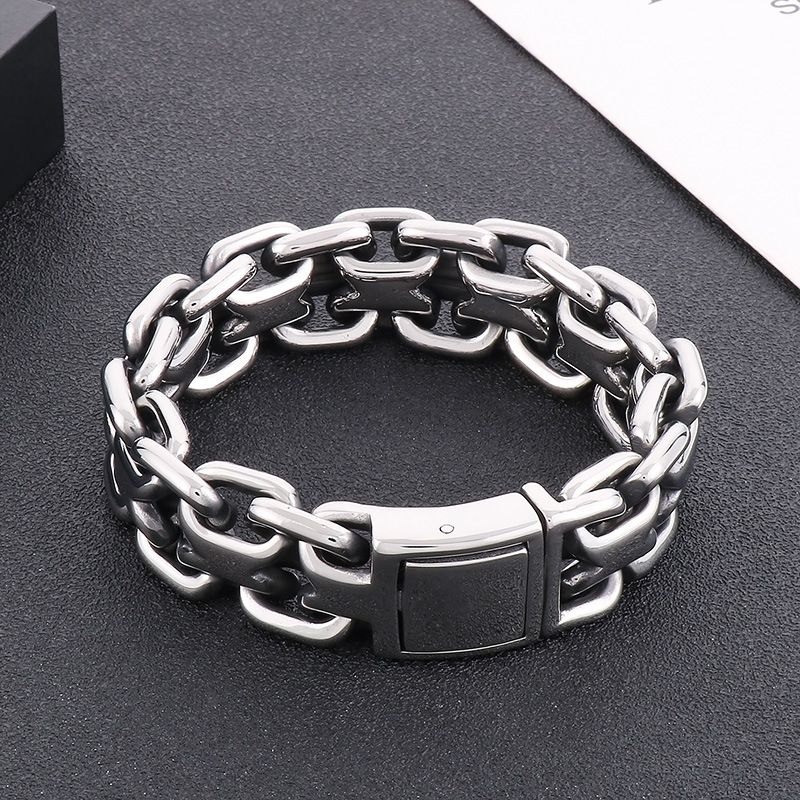Men's Stainless Steel Bracelet With Vintage Chain Design - Punk Style Titanium Steel Cuff For Bold And Edgy Look - Sizes 10mm-20mm_voghion.com