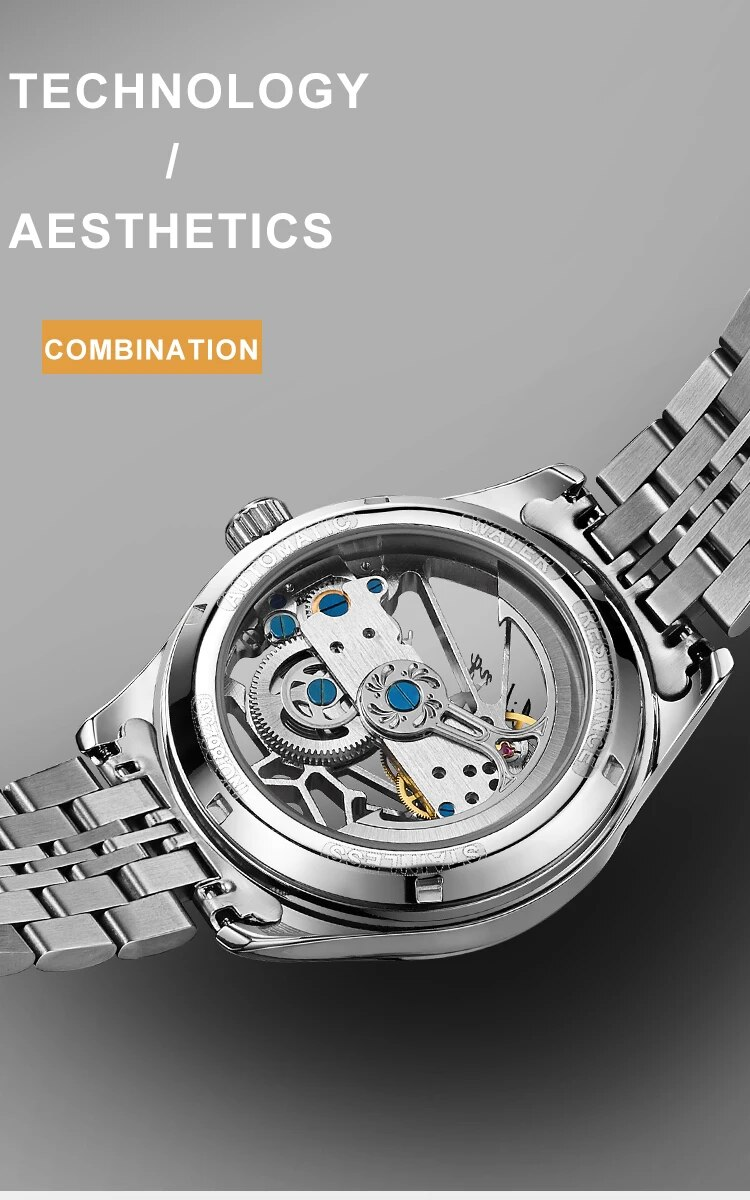 AILANG Fashion Skeleton Mechanical Watch Top Brand Luxury Men's Steampunk Transparent Hollow Automatic Watch Relogio Masculino_voghion.com