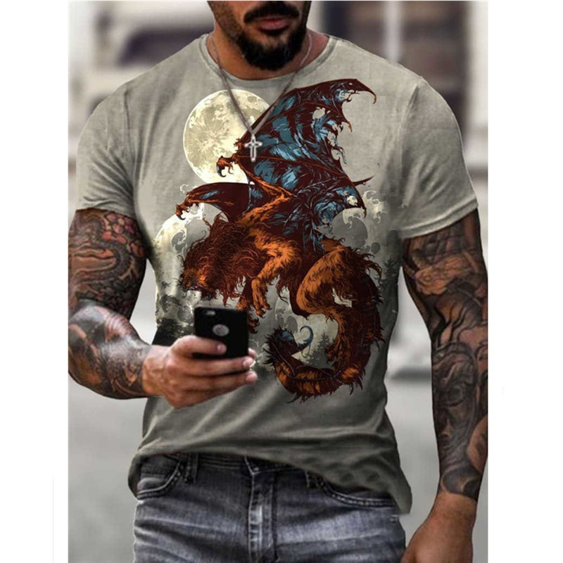 2023 Nuova maglietta da uomo stampata in 3D alla moda a maniche corte_voghion.com