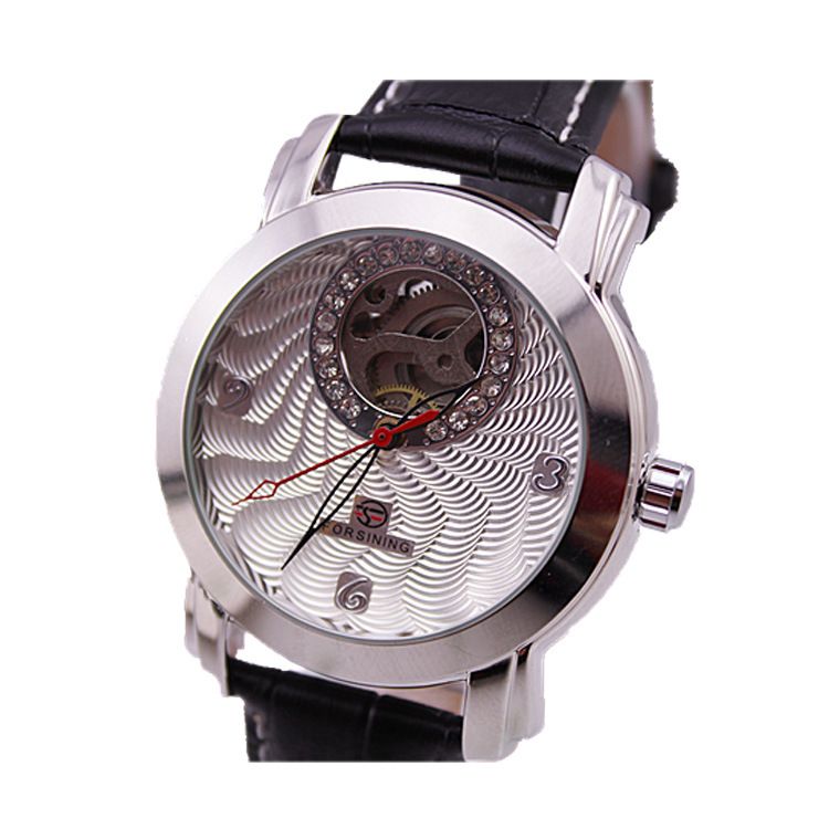 winner automatic mechanical leather strap stainless steel case and bottom cover spot wholesale_voghion.com