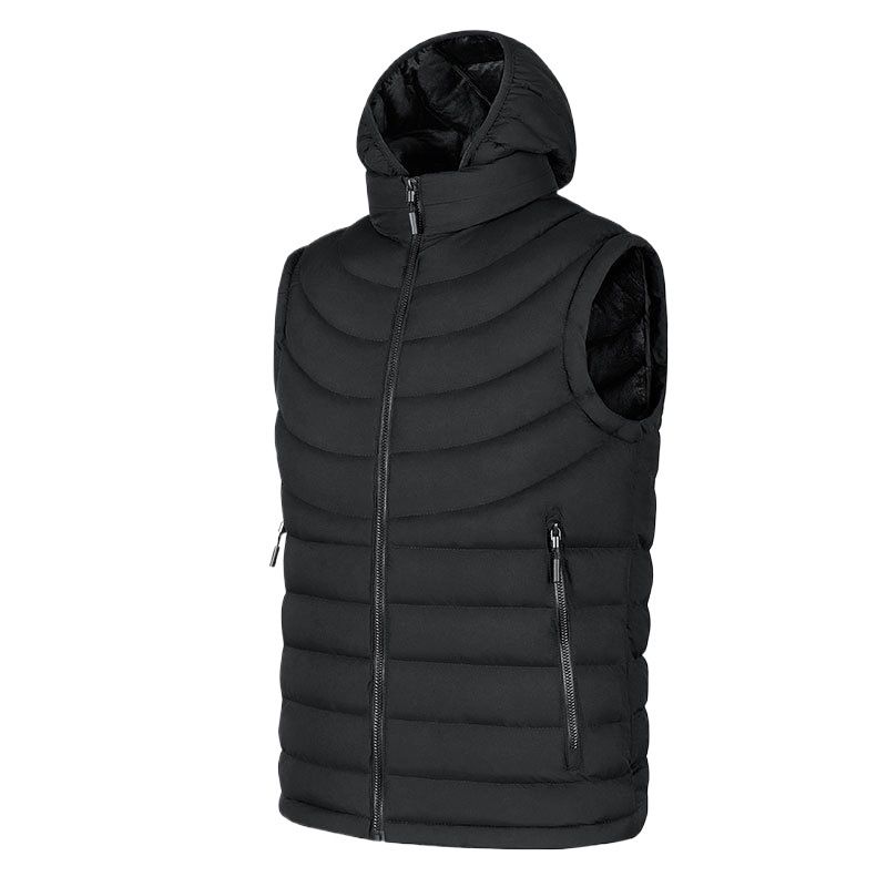 2024 New Autumn Winter Men's Hooded Fleece Vest Lightweight Cotton Jacket_voghion.com
