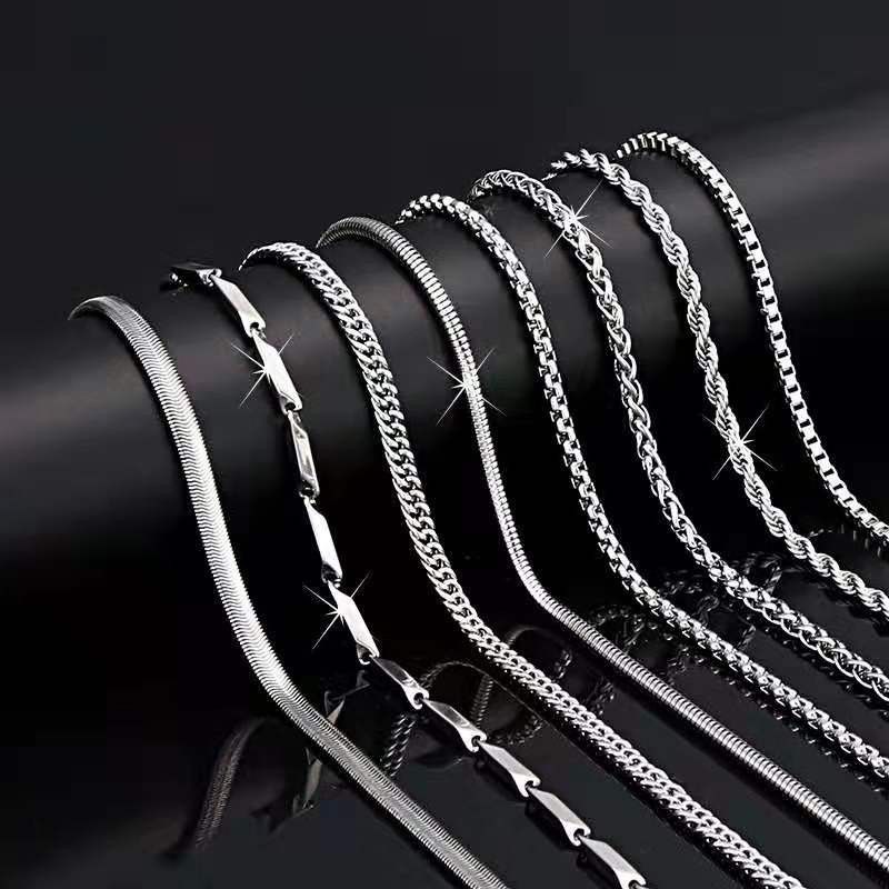 Titanium Non-Fading Snake Bone Men's Necklace Hip Hop Cuban Stainless Steel Sweater Clavicle Chain_voghion.com