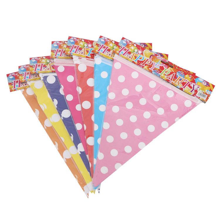 Bannière triangulaire à pois – Décorations colorées pour anniversaires d'enfants, baby showers, fêtes, drapeaux suspendus_voghion.com
