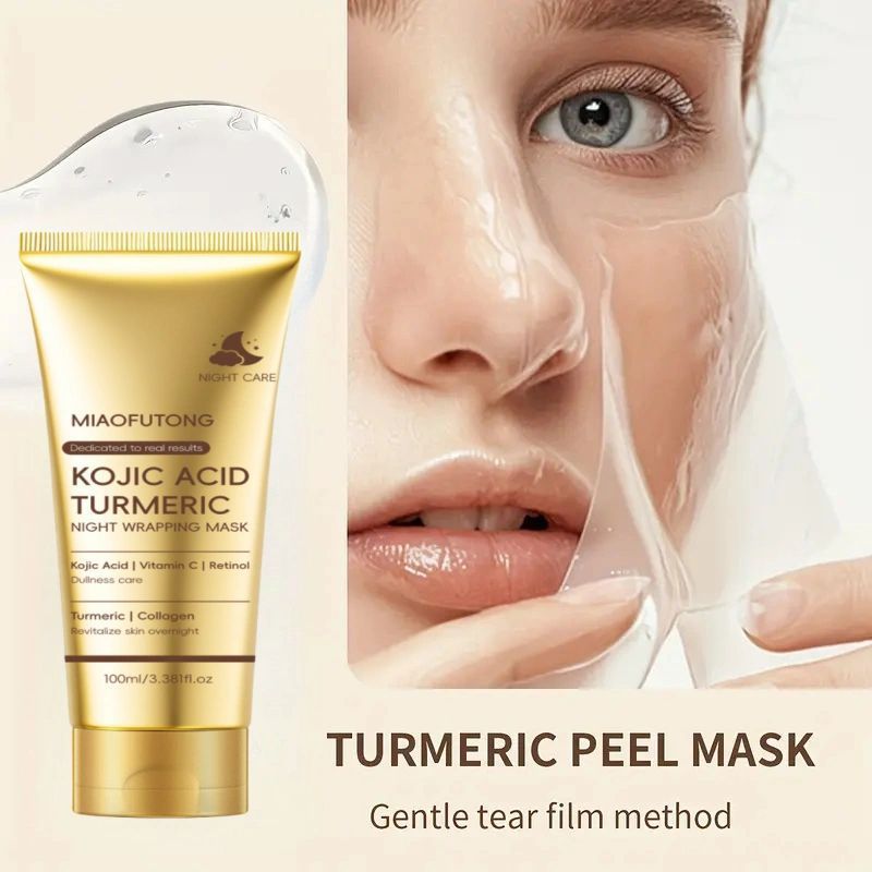 Maschera avvolgente notturna all'acido cogico e curcuma, la più venduta, per la pulizia, il ringiovanimento e l'illuminazione della pelle._voghion.com