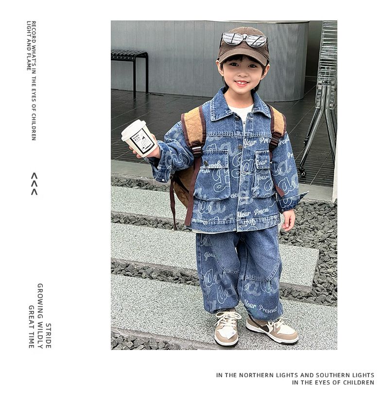 Trajes de primavera para niños 2025, nuevos y atractivos trajes de mezclilla de dos piezas para bebés, versión coreana, para primavera y otoño._voghion.com