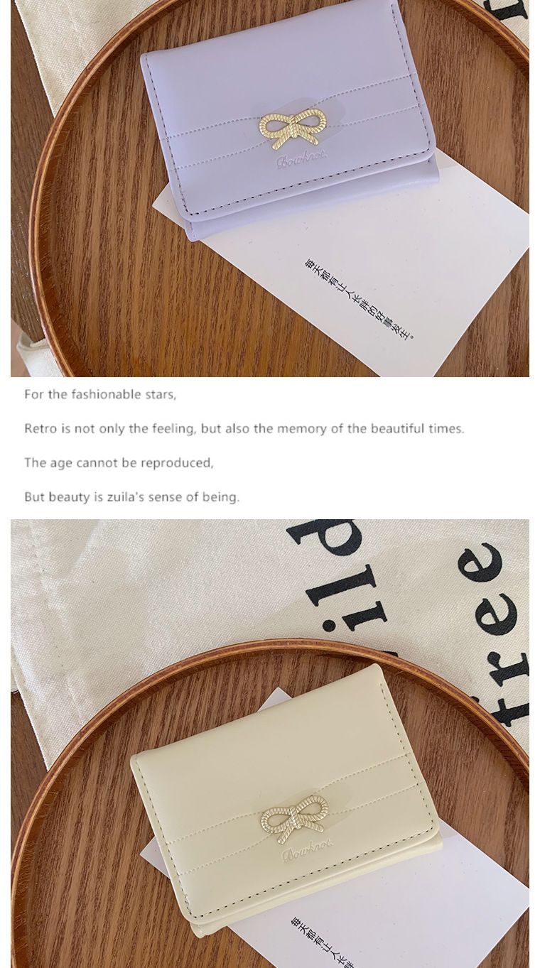 Women's Bags Women's Wallet Ins Women's Bow Simple Short Style High End Small Folding Wallet_voghion.com