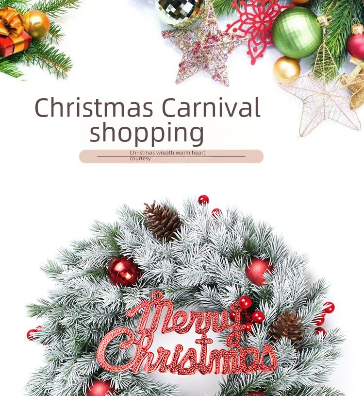 Wholesale foreign trade Christmas garland 35CM door hanging rattan ring ornaments Christmas decoration simulation Garland_voghion.com