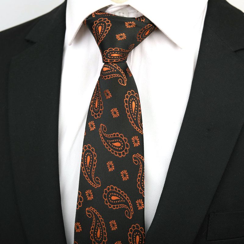 für Herren, formelles Business, trendig, Bräutigam, Hochzeit, professionelles Anzughemd, Paisleymuster, Rot, Schwarz, Blau, Handkrawatte, 8 cm_voghion.com