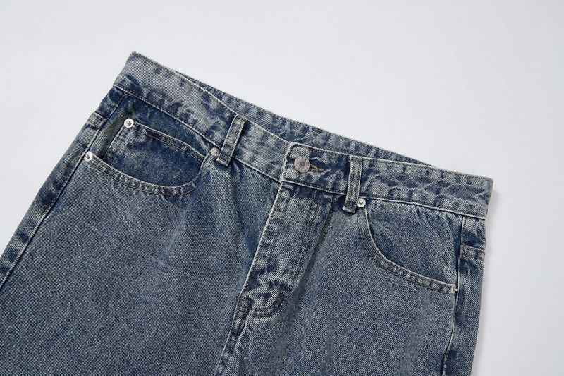 Herrenbekleidung Cleanfit Ripple Blue Cow Must Have Ripple Washed Lightning Pattern Flared Jeans Bootcut Hose Herren_voghion.com