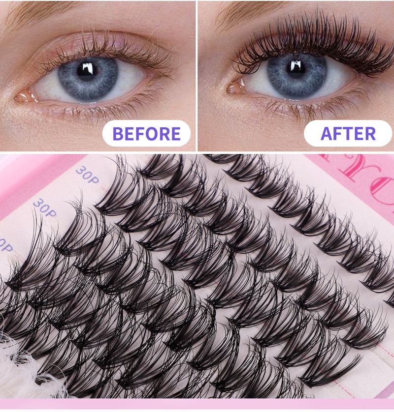 Cross border foreign trade 590 clusters of colorful thick D curved single cluster false eyelashes set 10 18mm DIY segmented eyelashes_voghion.com