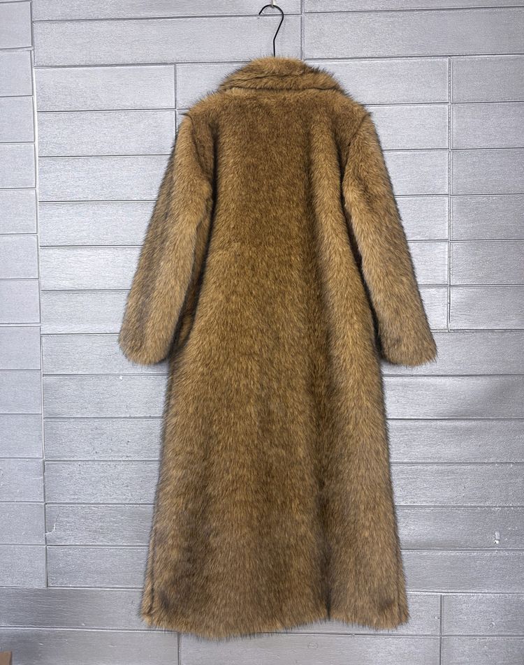 Cappotto lungo in pelliccia sintetica di lusso da donna con revers a lancia, caldo capospalla invernale alla moda_voghion.com
