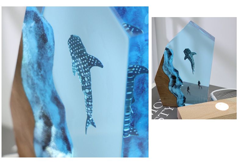 Piccola decorazione in resina per oceano, luce notturna per sub, lampada in legno per esplorazione delle profondità marine, regalo di Natale_voghion.com