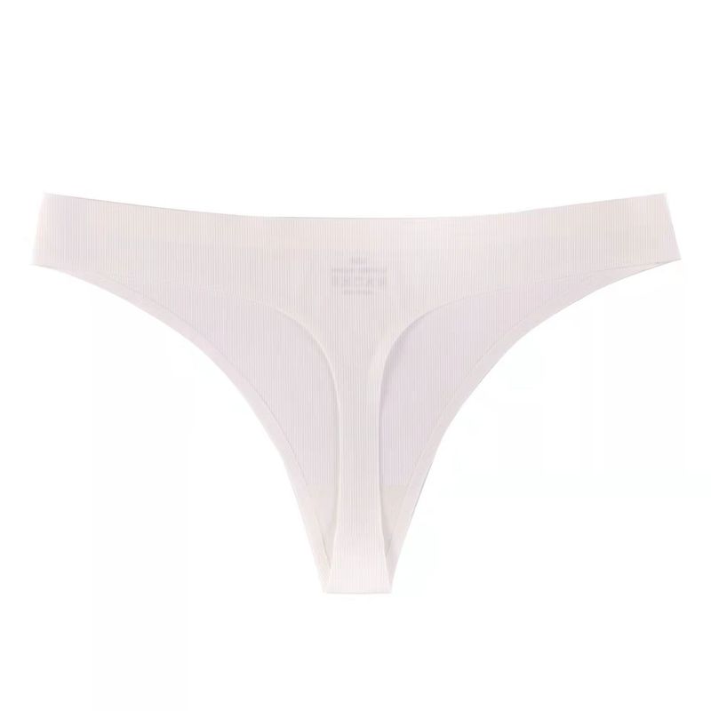 2025d Minimalist One-Piece Seamless Sports Yoga Ice Silk Ribbed Cotton Crotch Low-Waist Thong For Women_voghion.com