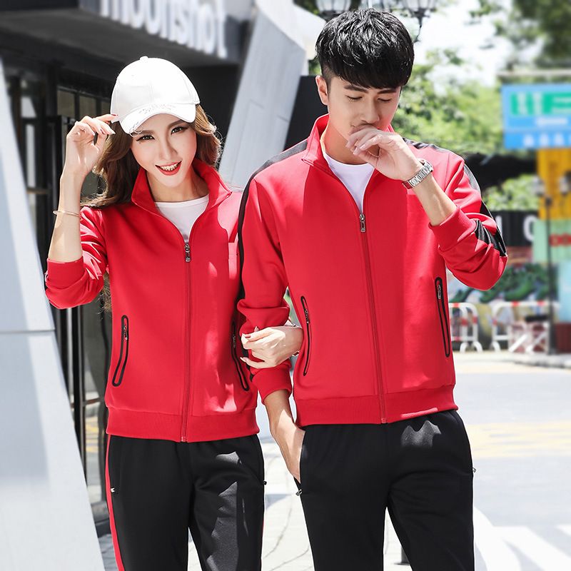 Sports Suit Men Autumn Long Pants Women Couple Casual Sweatshirt Spring Two-Piece Running Clothes Printed_voghion.com