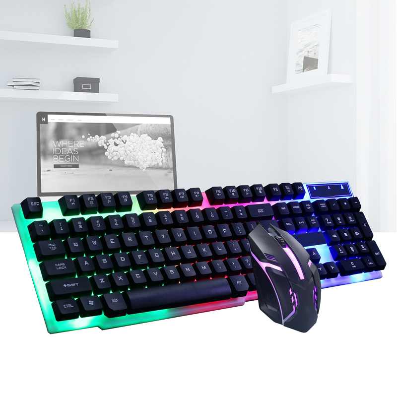 Xinweiqing 2Pcs/Set GTX300 Mouse com fio colorido Backlight Plastic Gaming Keyboard Set para computador_voghion.com