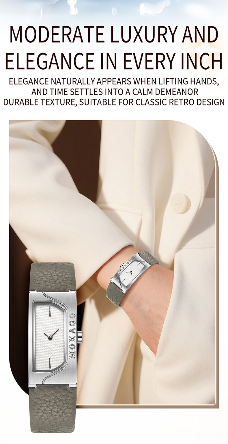 Women's Elegant Square Watch With Genuine Leather Strap, Minimalist Light Luxury Quartz Wristwatch, Waterproof For Daily Wear Quartz Watch_voghion.com