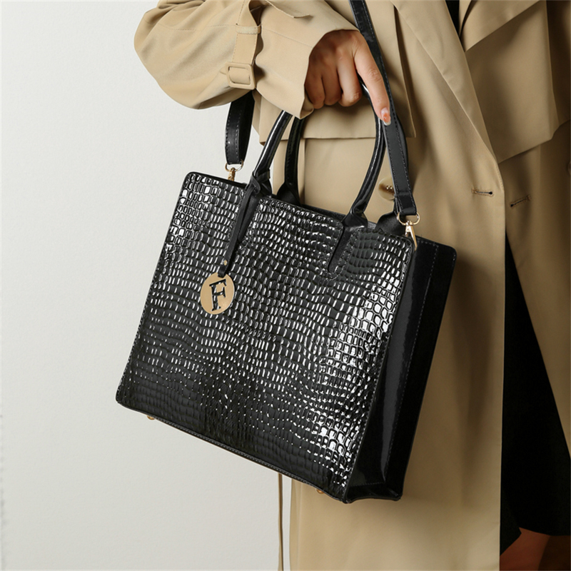 3 Sets Patet Leder Hadbag für Wome 2023 Alligator Patterr Desiger Weibliche Schulter Umhängetasche Damen Sac A_voghion.com