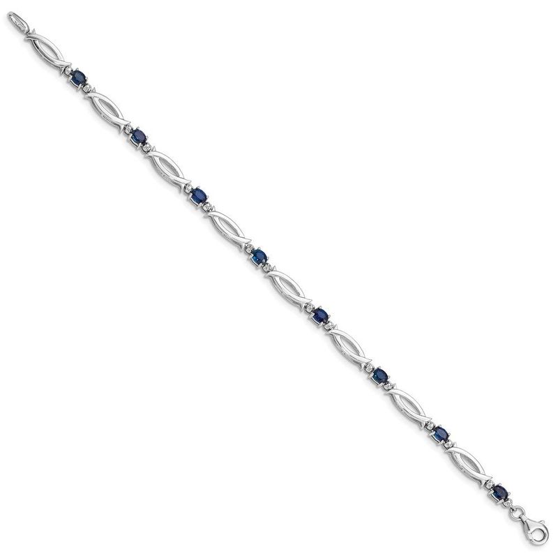 Sterling Silver Rhodium-plated Sapphire And Diamond Bracelet_voghion.com