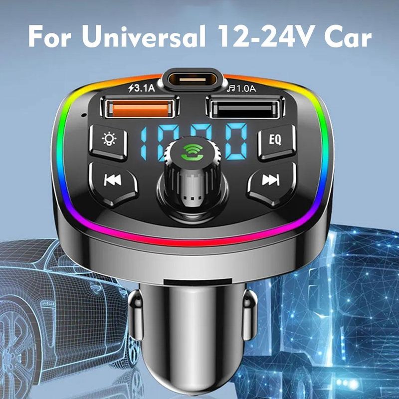 Transmissor FM 5.0 compatível com Bluetooth e viva-voz, 2 reprodutores de MP3 rápidos, receptor de áudio, kit carregador de carro, modulador viva-voz_voghion.com