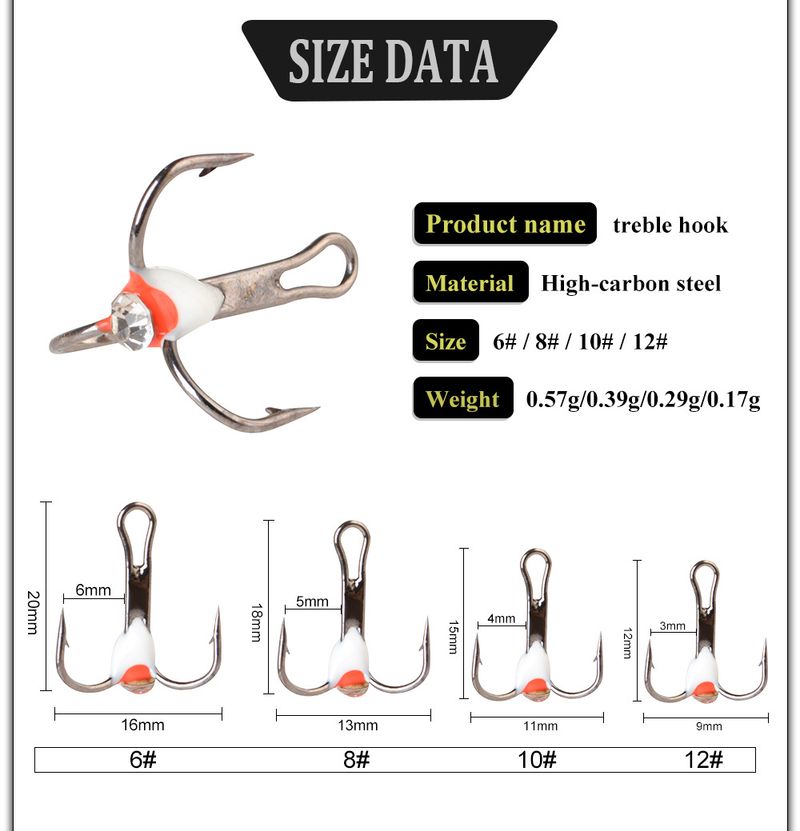 FTK Point Drill Ice Fishing 5 Pieces 0.57g Blood Groove High Carbon Steel Triple Anchor Colorful Fish Hooks_voghion.com
