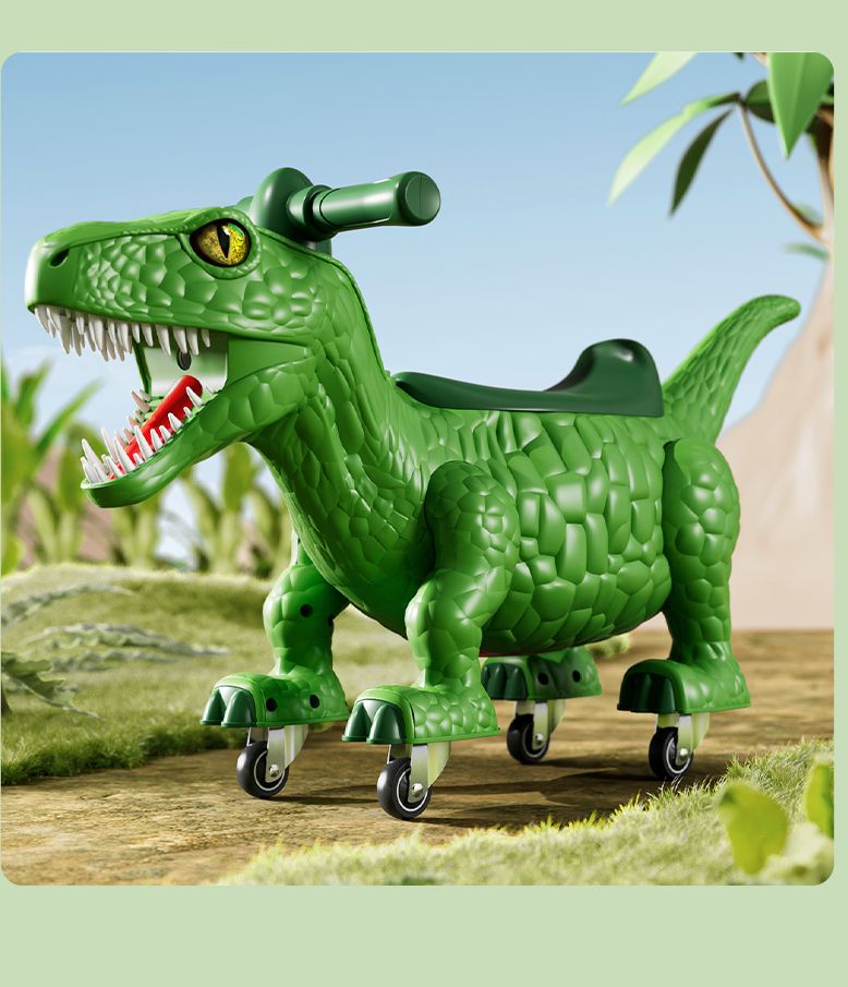 Dinosauro giocattolo per bambini, cavalcabile, con spray, luci, musica, ruote silenziose universali, macchinina a forma di arachidi._voghion.com