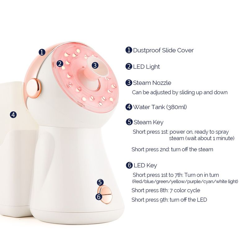 7 luci colorate Nano Hot Spray Steamer Viso Sauna Pori Cleaner Pelle Idratante Umidificatore Aria Viso Casa SPA_voghion.com